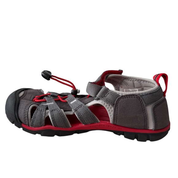Keen Big Kids' Seacamp II CNX Sandal Size 2 Grey/Red Hiking Waterproof Comfort - Picture 7 of 10